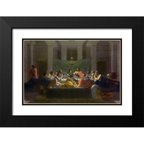 The Last Supper Black Modern Wood Framed Art Print with Double Matting by Poussin, Nicolas
