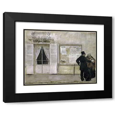 Guests Awaiting a Wedding Black Modern Wood Framed Art Print with Double Matting by Raffaelli, Jean-Francois
