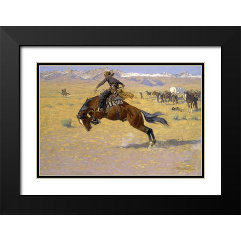 Cold Morning in the Range - duplicate of 268456 Black Modern Wood Framed Art Print with Double Matting by Remington, Frederic