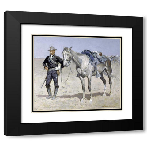 Trooper of the Plains Black Modern Wood Framed Art Print with Double Matting by Remington, Frederic