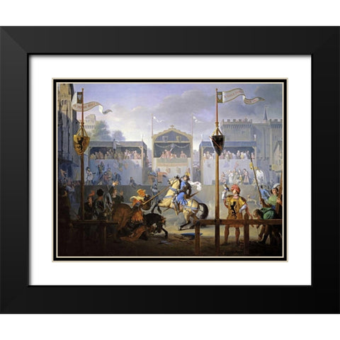 A Fourteenth Century Tournament Black Modern Wood Framed Art Print with Double Matting by Revoil, Pierre Henri