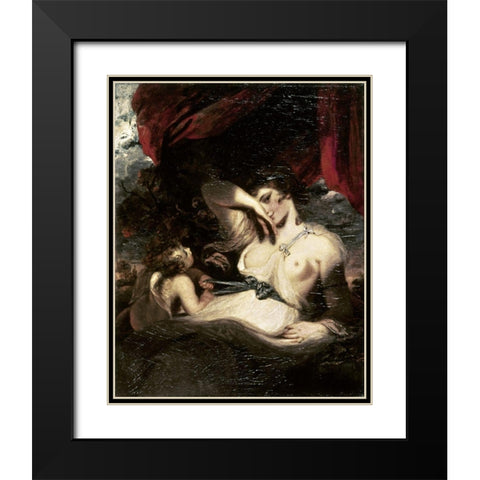 Venus and Amor Black Modern Wood Framed Art Print with Double Matting by Reynolds, Joshua