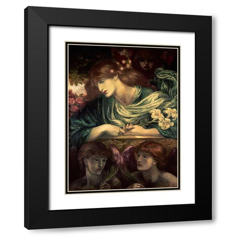 Beatrice Black Modern Wood Framed Art Print with Double Matting by Rossetti, Dante Gabriel