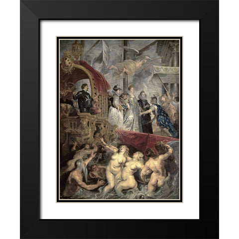 Landing at Marseilles (Life of Marie de Medici, Queen of France) Black Modern Wood Framed Art Print with Double Matting by Rubens, Peter Paul
