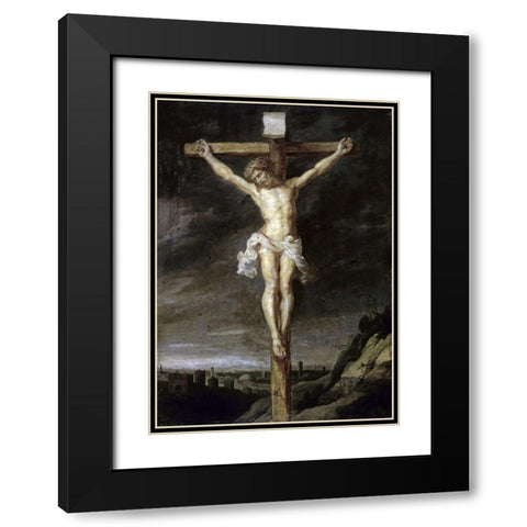 The Crucified Black Modern Wood Framed Art Print with Double Matting by Rubens, Peter Paul
