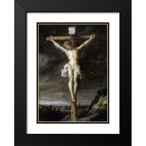 The Crucified Black Modern Wood Framed Art Print with Double Matting by Rubens, Peter Paul