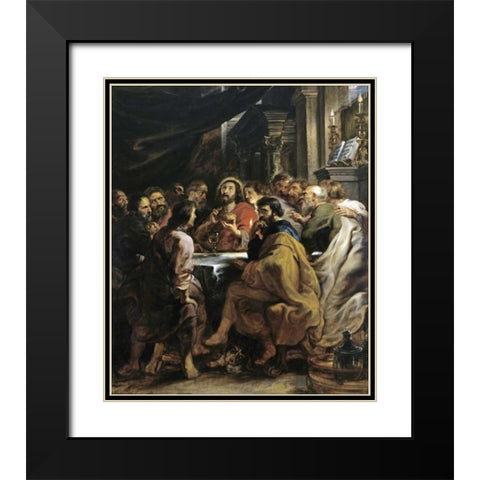 The Last Supper Black Modern Wood Framed Art Print with Double Matting by Rubens, Peter Paul