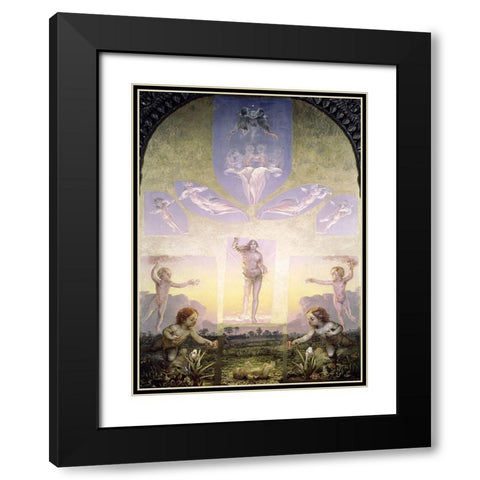 Morning Black Modern Wood Framed Art Print with Double Matting by Runge, Philipp Otto