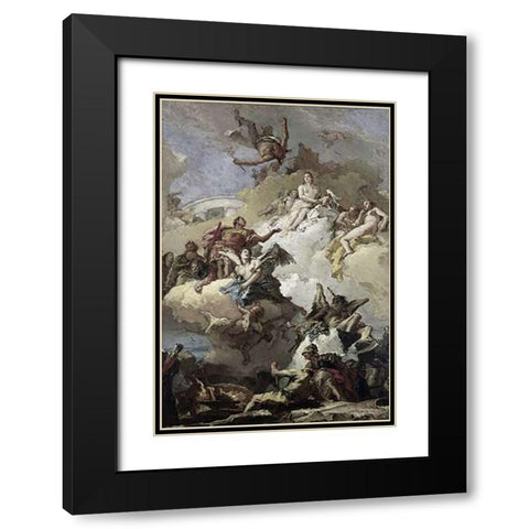 Apotheosis of Aeneas Black Modern Wood Framed Art Print with Double Matting by Tiepolo, Giovanni Battista