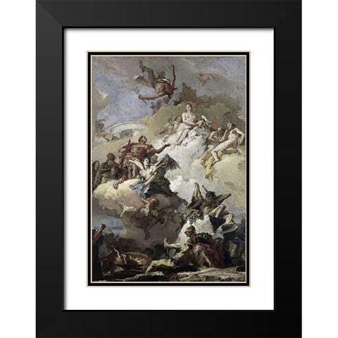Apotheosis of Aeneas Black Modern Wood Framed Art Print with Double Matting by Tiepolo, Giovanni Battista