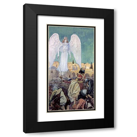 An Armed Angel Appears to Many Black Modern Wood Framed Art Print with Double Matting by Tissot, James