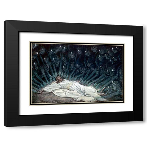 Jesus Ministered to by Angels Black Modern Wood Framed Art Print with Double Matting by Tissot, James