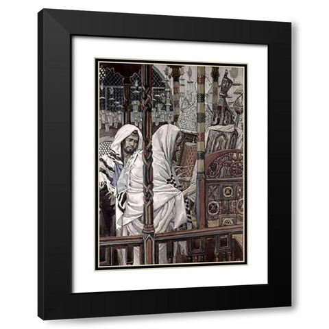 Jesus Teaching In The Synagogue Black Modern Wood Framed Art Print with Double Matting by Tissot, James