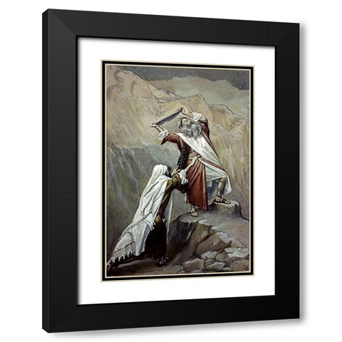 Moses Destroys the Tablets of the Ten Commandments Black Modern Wood Framed Art Print with Double Matting by Tissot, James