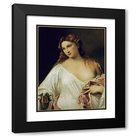 Flora Black Modern Wood Framed Art Print with Double Matting by Titian