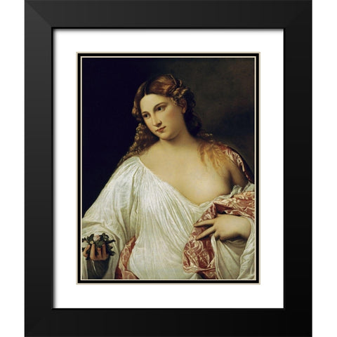 Flora Black Modern Wood Framed Art Print with Double Matting by Titian