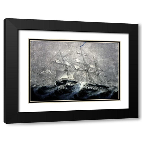 A Squall off Cape Horn Black Modern Wood Framed Art Print with Double Matting by Unknown