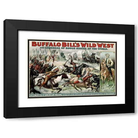 Buffalo Bills Wild West - Poster Black Modern Wood Framed Art Print with Double Matting by Unknown