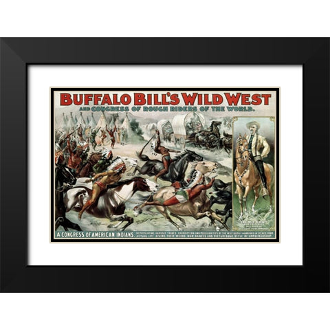 Buffalo Bills Wild West - Poster Black Modern Wood Framed Art Print with Double Matting by Unknown