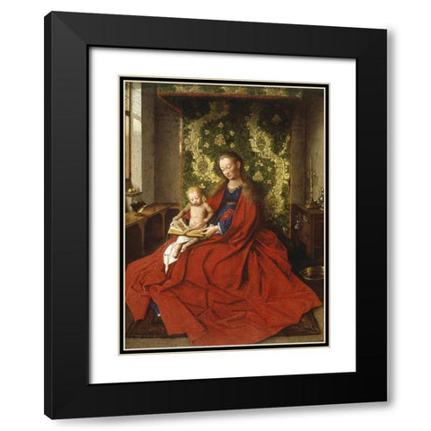 Madonna and Child Black Modern Wood Framed Art Print with Double Matting by Van Eyck, Jan