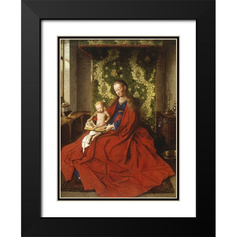 Madonna and Child Black Modern Wood Framed Art Print with Double Matting by Van Eyck, Jan