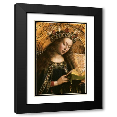 The Virgin: Ghent Altarpiece Black Modern Wood Framed Art Print with Double Matting by Van Eyck, Jan