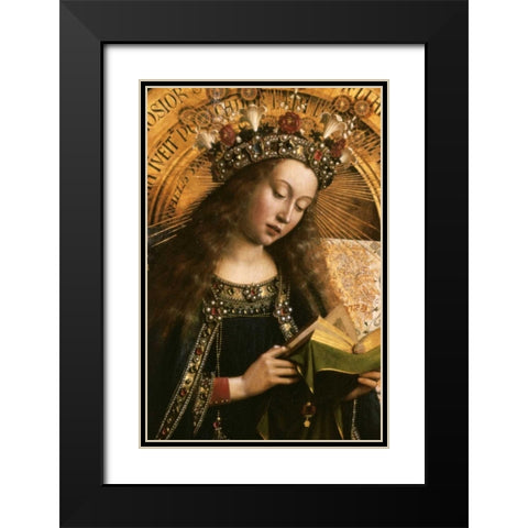 The Virgin: Ghent Altarpiece Black Modern Wood Framed Art Print with Double Matting by Van Eyck, Jan