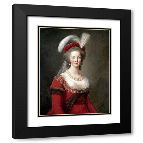Portrait of Marie-Antoinette Black Modern Wood Framed Art Print with Double Matting by Le Brun, Elisabeth Vigee