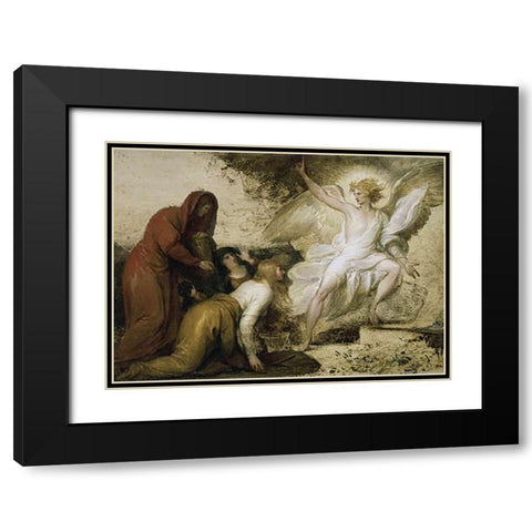 The Angel at the Tomb of Museumist Black Modern Wood Framed Art Print with Double Matting by West, Benjamin