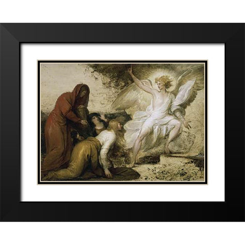 The Angel at the Tomb of Museumist Black Modern Wood Framed Art Print with Double Matting by West, Benjamin