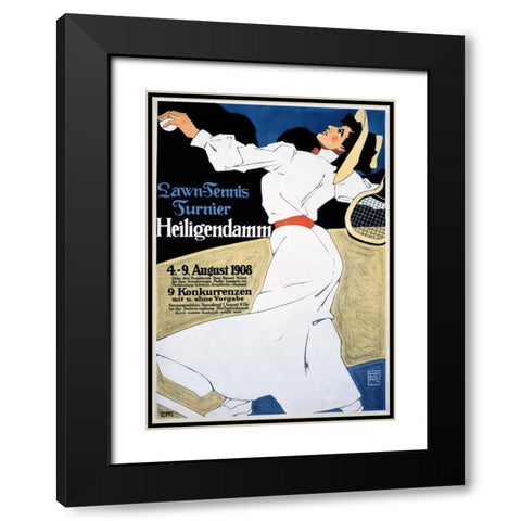 Lawn Tennis Tunier Black Modern Wood Framed Art Print with Double Matting by Erdt, Hans Rudi