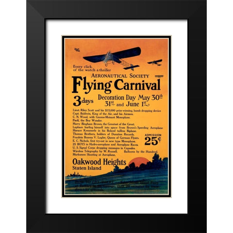 Aeronautical Society Flying Carnival Black Modern Wood Framed Art Print with Double Matting by Unknown