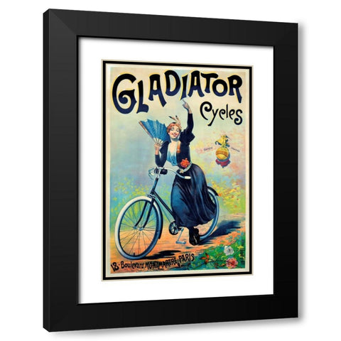 Gladiator Cycles Black Modern Wood Framed Art Print with Double Matting by Unknown