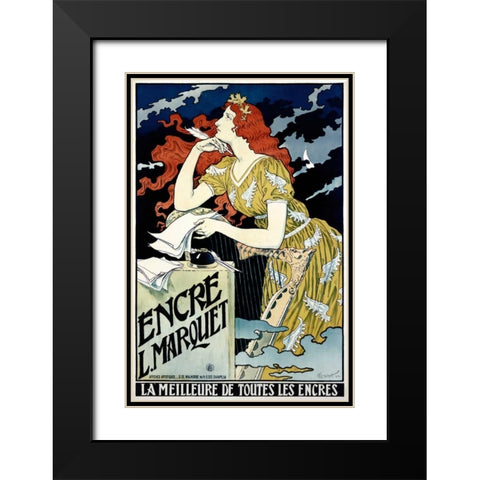 Encre L Marquet Black Modern Wood Framed Art Print with Double Matting by Grasset, Eugene