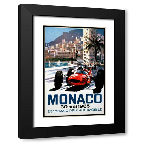 Monaco Grand Prix 1965 Black Modern Wood Framed Art Print with Double Matting by Turner, Michael