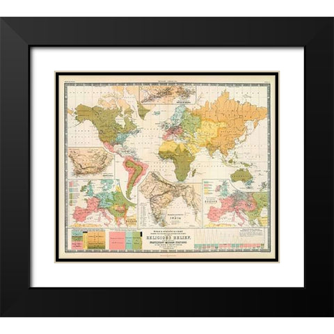 Religious belief, 1854 Black Modern Wood Framed Art Print with Double Matting by Johnston, Alexander Keith