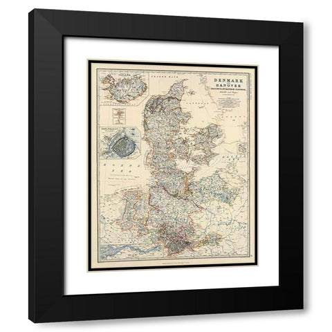 Denmark, Hanover, Brunswick, Mecklenburg, Oldenburg, 1861 Black Modern Wood Framed Art Print with Double Matting by Johnston, Alexander Keith