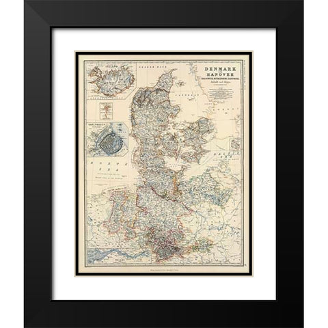 Denmark, Hanover, Brunswick, Mecklenburg, Oldenburg, 1861 Black Modern Wood Framed Art Print with Double Matting by Johnston, Alexander Keith