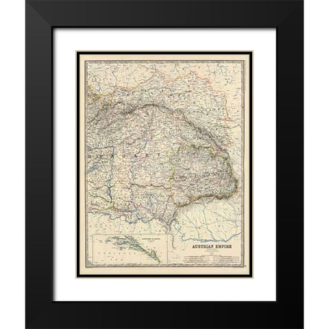 Austria East, 1861 Black Modern Wood Framed Art Print with Double Matting by Johnston, Alexander Keith