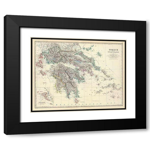 Greece, 1861 Black Modern Wood Framed Art Print with Double Matting by Johnston, Alexander Keith