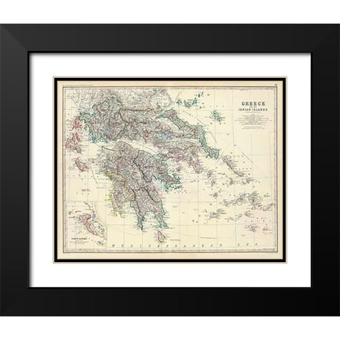 Greece, 1861 Black Modern Wood Framed Art Print with Double Matting by Johnston, Alexander Keith