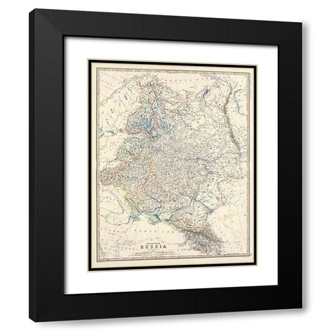 Russia, European, 1861 Black Modern Wood Framed Art Print with Double Matting by Johnston, Alexander Keith