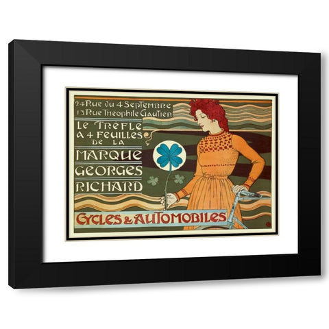 Marque Georges Richard/Cycles and Automobiles Black Modern Wood Framed Art Print with Double Matting by Grasset, Eugene