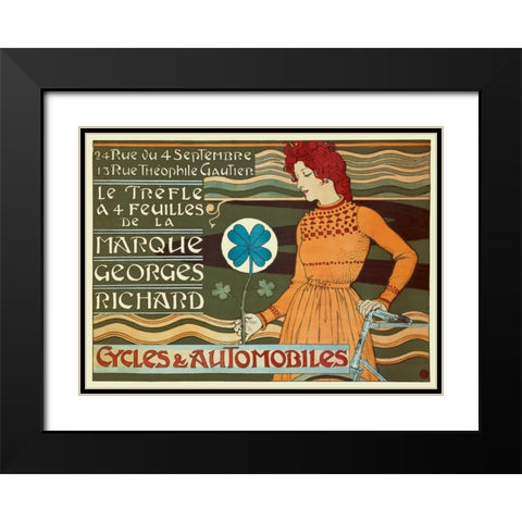 Marque Georges Richard/Cycles and Automobiles Black Modern Wood Framed Art Print with Double Matting by Grasset, Eugene