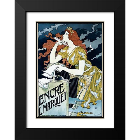Encre L. Marquet Black Modern Wood Framed Art Print with Double Matting by Grasset, Eugene