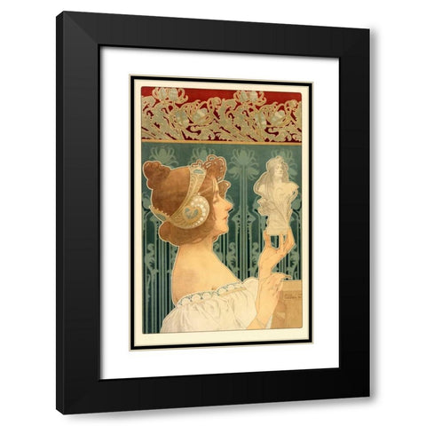 Woman Sculpting Black Modern Wood Framed Art Print with Double Matting by Livemont, Privat