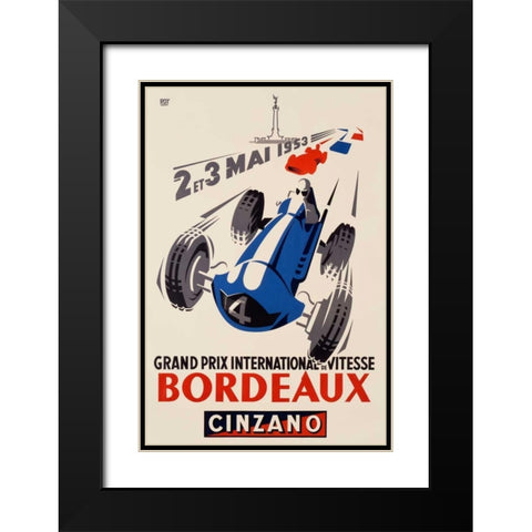 Grand Prix/Bordeaux Black Modern Wood Framed Art Print with Double Matting by Roy