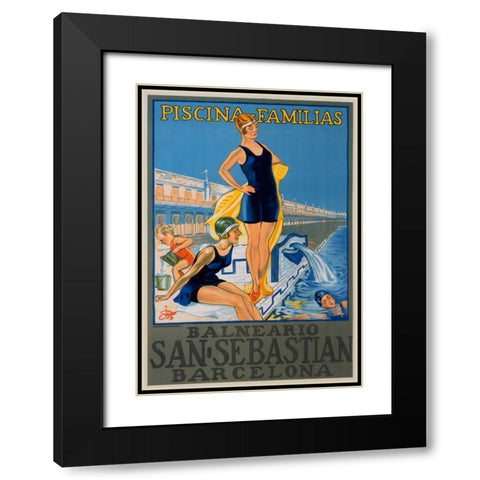 San Sebastian/Piscina Familias, Barcelona Black Modern Wood Framed Art Print with Double Matting by Unknown