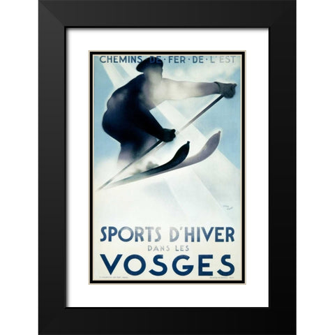 Vosges/Sports d’Hiver Black Modern Wood Framed Art Print with Double Matting by Theodoro