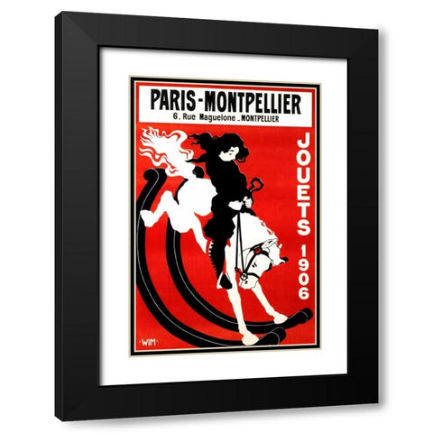 Paris-Montpellier Black Modern Wood Framed Art Print with Double Matting by Wim